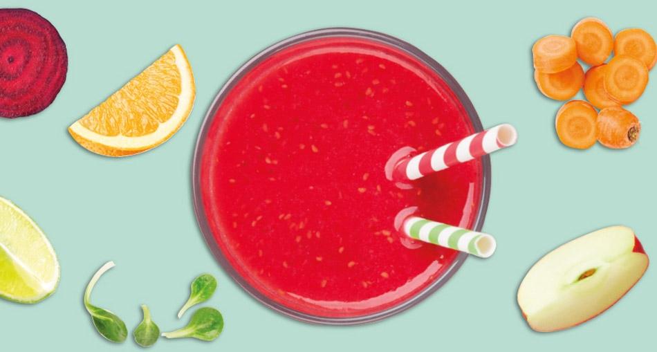 Smoothie od cikle, mrkve, jabuke, naranče i matovilca